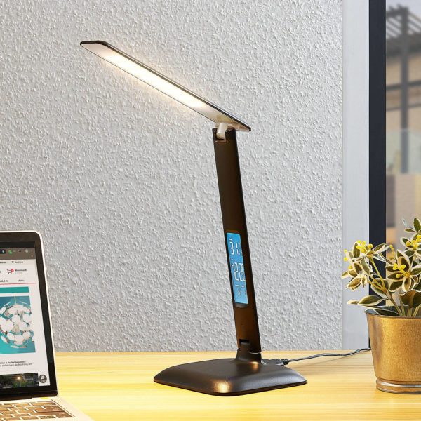 Lindby Ludmilla lampe à poser LED, écran, noir LINDBY