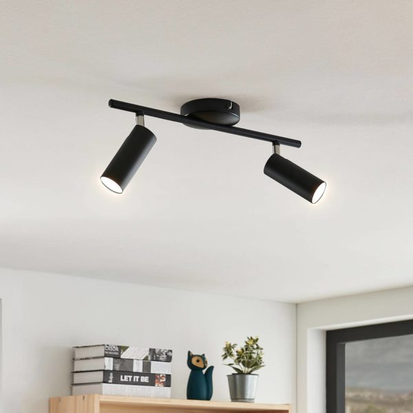 Lindby Plafonnier LED Camille, noir, 2 lampes LINDBY