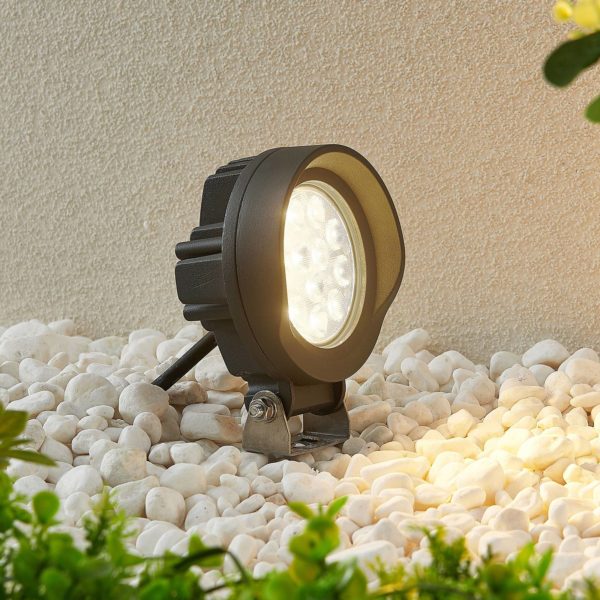 Lindby Emar spot sur piquet LED en gris foncé LINDBY