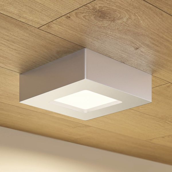 Prios Alette plafonnier LED, argenté, 12,2 cm PRIOS