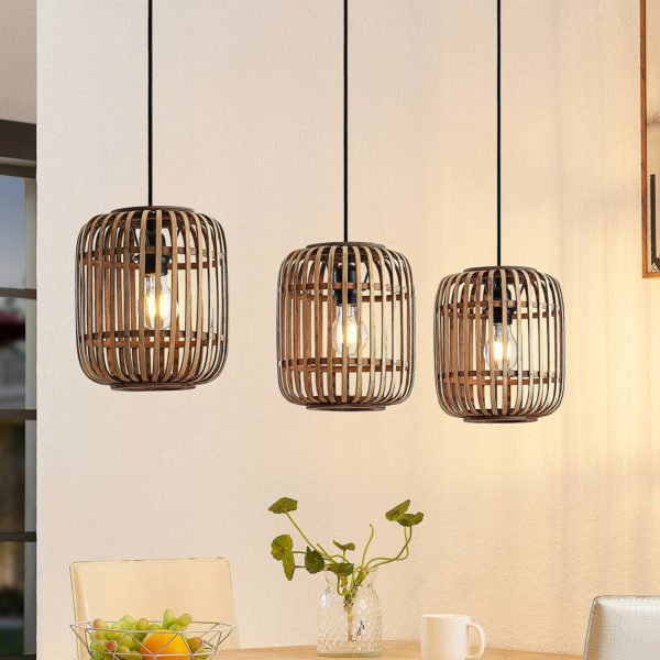 Lindby Canyana suspension, à 3 lampes, naturelle LINDBY