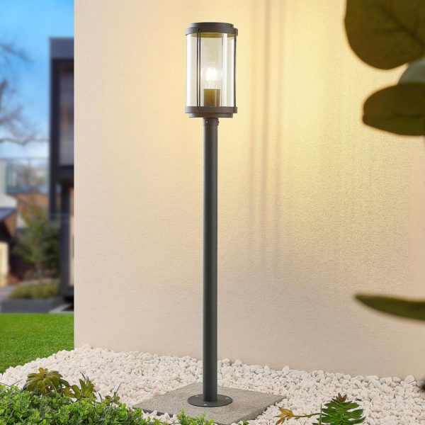 Lindby Ojali borne lumineuse, ronde, gris foncé LINDBY