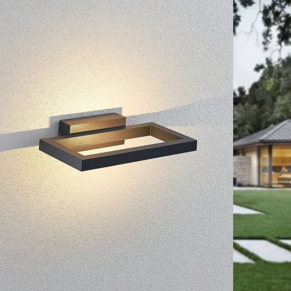 Lindby Applique d’extérieur LED Loki, gris foncé, 26 cm LINDBY