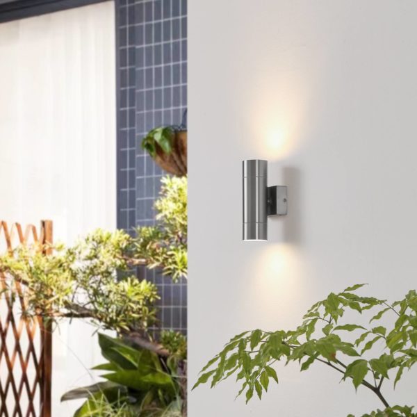Lindby Myan applique d’extérieur, V4A, 2 lampes LINDBY