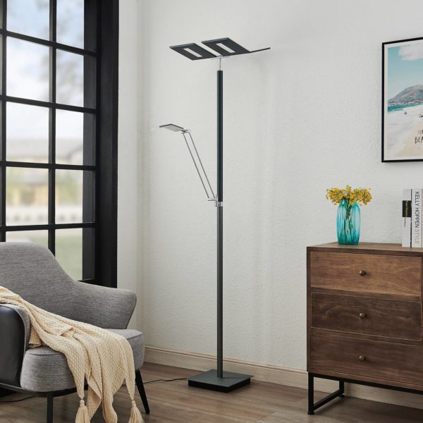 Lucande Hadlee lampe sur pied LED, anthracite LUCANDE