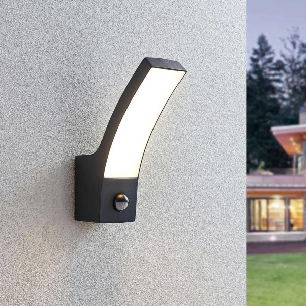 Lindby Applique extérieur LED Ilvita, anthracite, capteur LINDBY