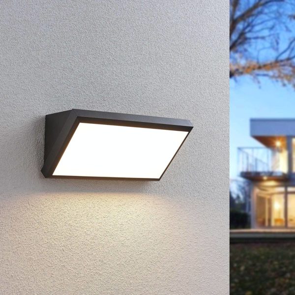 Applique d’extérieur LED Lindby Abby, capteur, IP65, gris foncé LINDBY