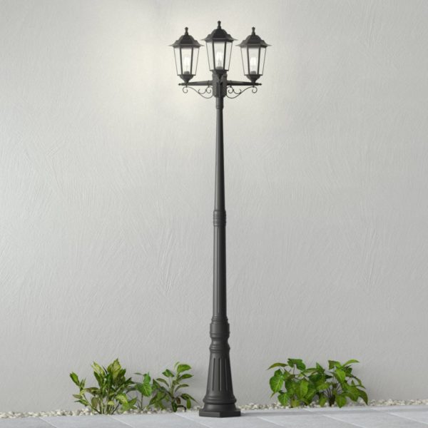 Lindby Lampe pour mât Nane lanterne, trois lampes LINDBY