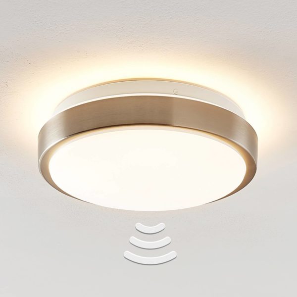 Lindby Camille plafonnier LED capteur Ø26cm nickel LINDBY