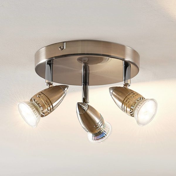ELC Kalean spot pour plafond, nickel, à 3 lampes ELC