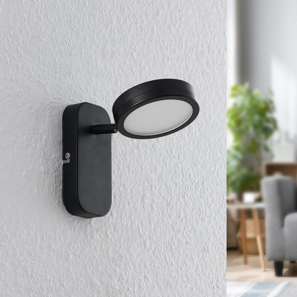 Lindby spot Vesim, noir, 1 lampe, hauteur 15 cm, fer LINDBY