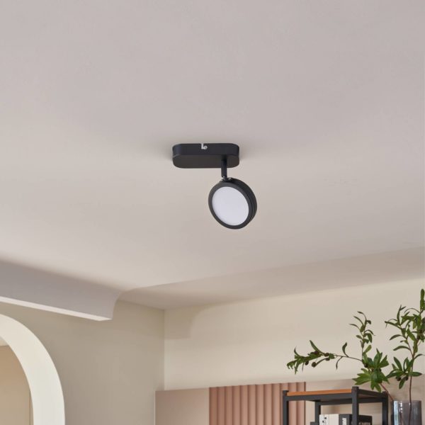 Lindby spot Neros, noir, 1 lampe, 15 cm, CCT, fer LINDBY