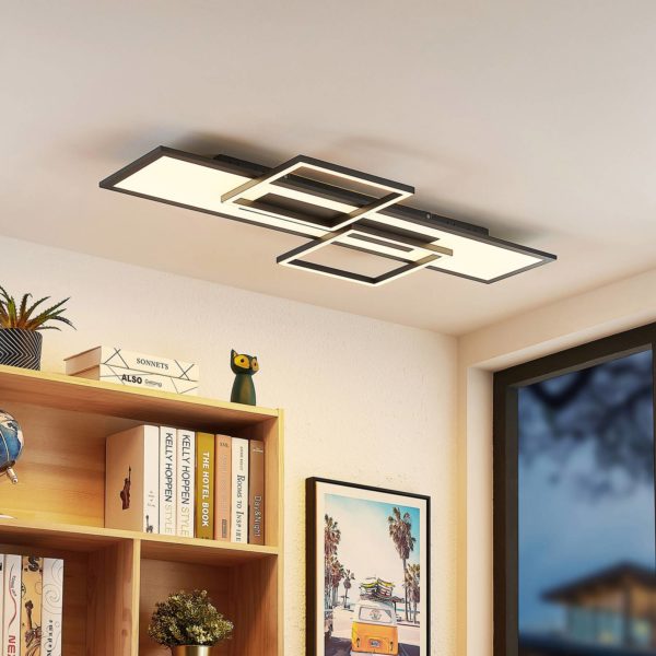 Lucande Narumi Plafonnier LED CCT, 110cm, noir LUCANDE