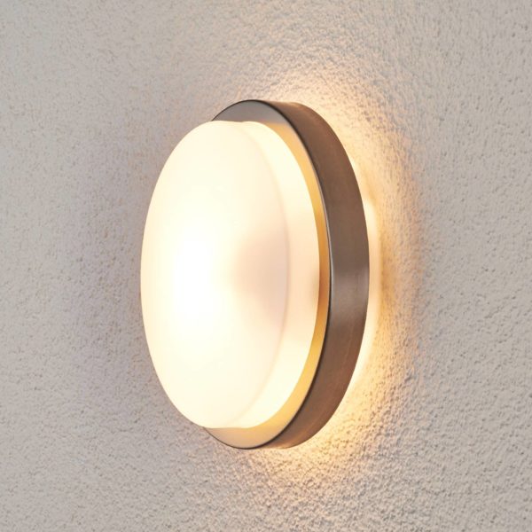 Lindby Applique d’extérieur ronde Fero, acier inoxydable LINDBY
