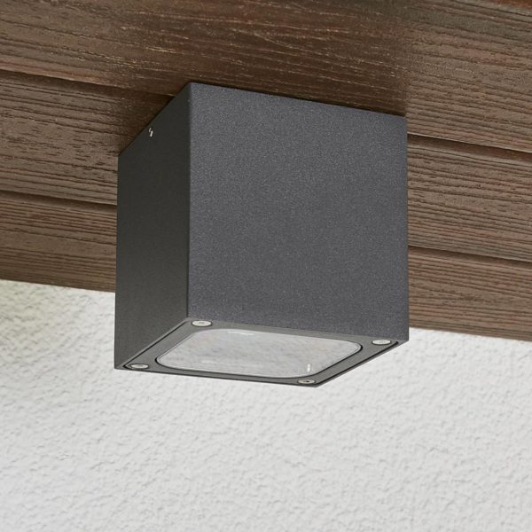 Lucande Plafonnier d’extérieur LED en dé Tanea, IP54 LUCANDE
