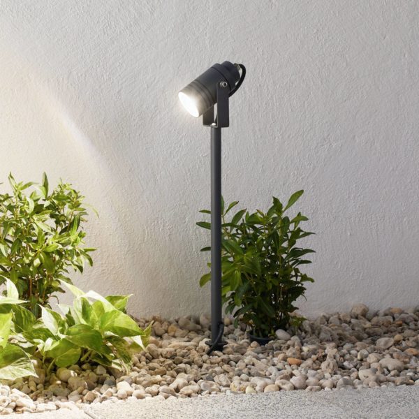 Lucande Spot d’extérieur Galina piquet, gris foncé, 40 cm LUCANDE