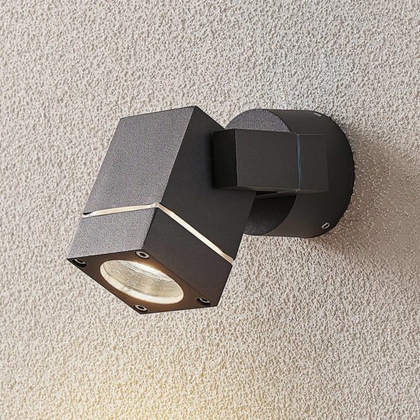 Lucande Spot d’extérieur Kavuna, gris foncé, IP54, carré LUCANDE