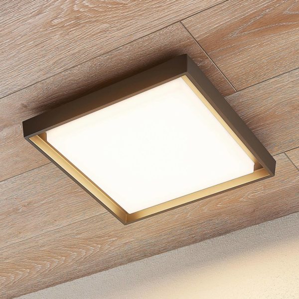 Lucande Plafonnier d’extérieur LED Birta, carré, 34 cm LUCANDE