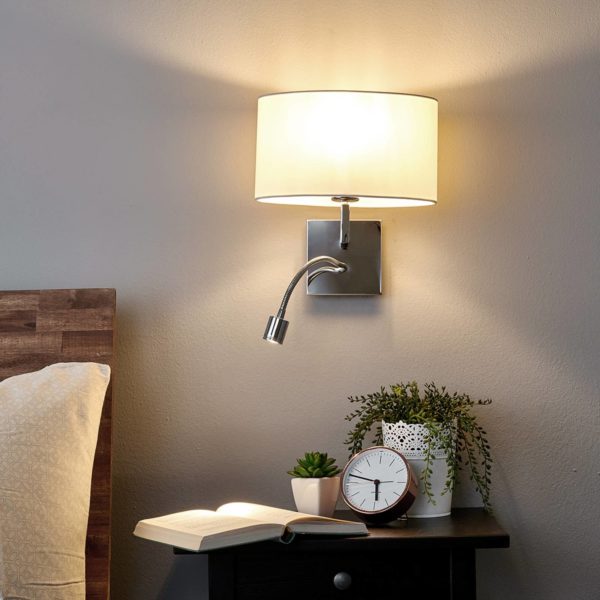 Lucande Applique en tissu blanc Karla avec liseuse LED LUCANDE