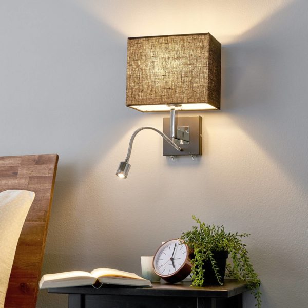 Lucande Applique en tissu Rebekka, bras de lecture LED LUCANDE