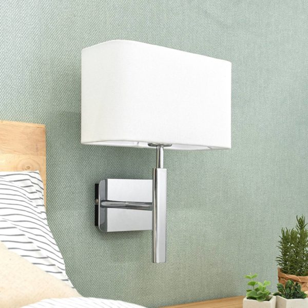 Lucande Applique Jettka abat-jour en tissu et interrupteur LUCANDE