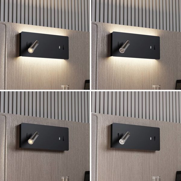 Lucande applique murale LED Kimo, angulaire, noir, aluminium, USB LUCANDE