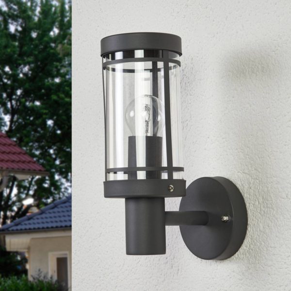 Lindby Belle applique d’extérieur Djori en gris foncé LINDBY