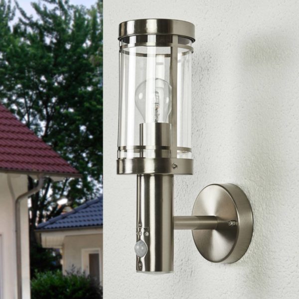 Lindby Applique à détecteur Djori pour l’extérieur, inox LINDBY