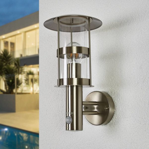 Lindby Applique d’extérieur à capteur Noemi en inox LINDBY