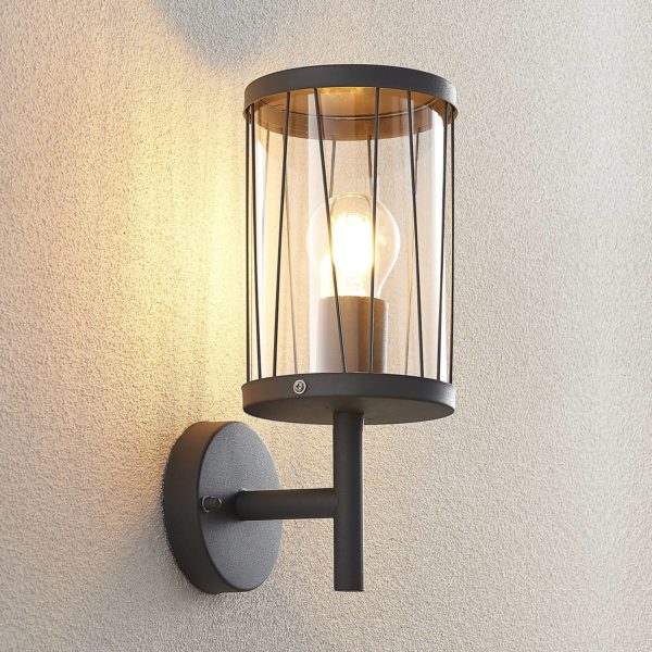 Lindby Yonan applique ronde, gris foncé, E27 LINDBY
