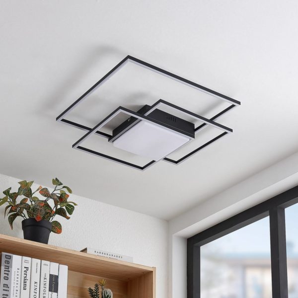 Lindby Nelinka plafonnier LED, noir LINDBY