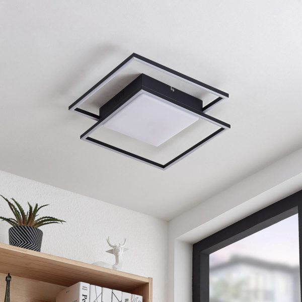 Lindby Zayd plafonnier LED, noir LINDBY