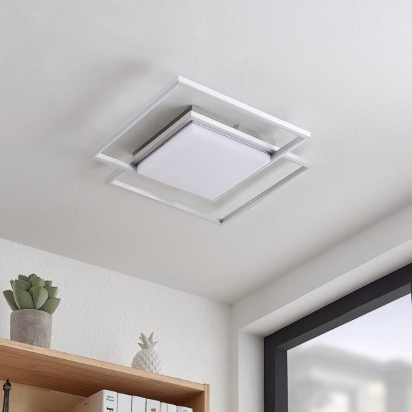 Lindby Zayd plafonnier LED, nickel LINDBY
