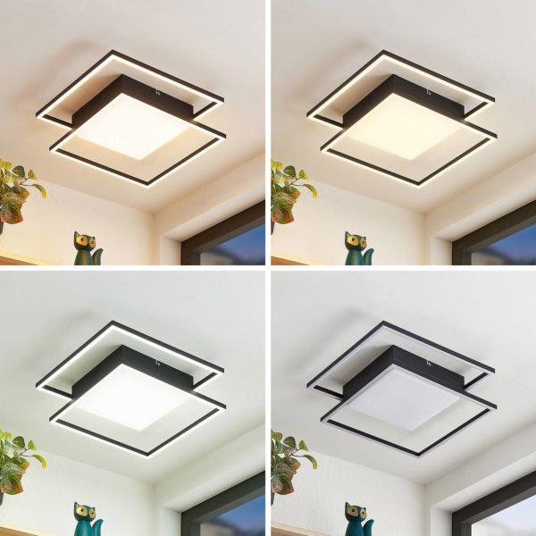 Lindby Zayd plafonnier LED, noir, dimmable LINDBY