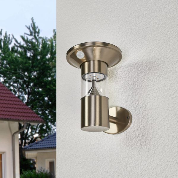 Lindby Applique murale LED solaire inox Jalisa, capteur LINDBY