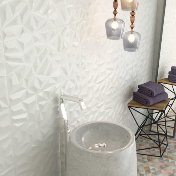 Carrelage Mur Blanc Mat Relief Géométrique 40X120 Neve – INSTAHOUSE