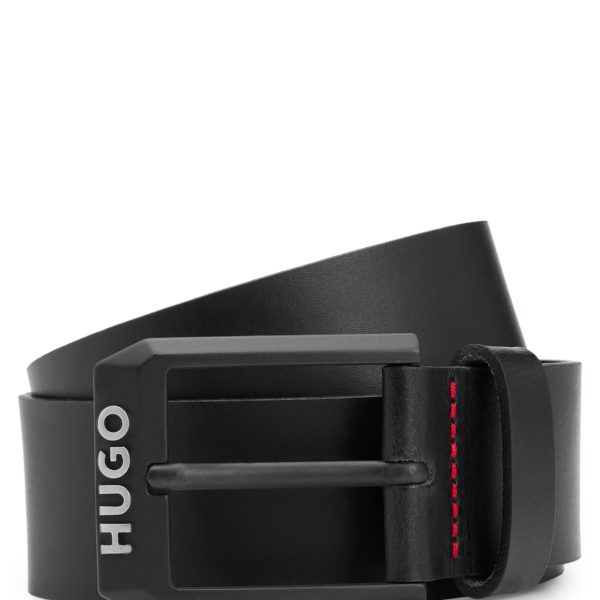 Ceinture en cuir avec boucle noir mat à logo – Hugo Boss