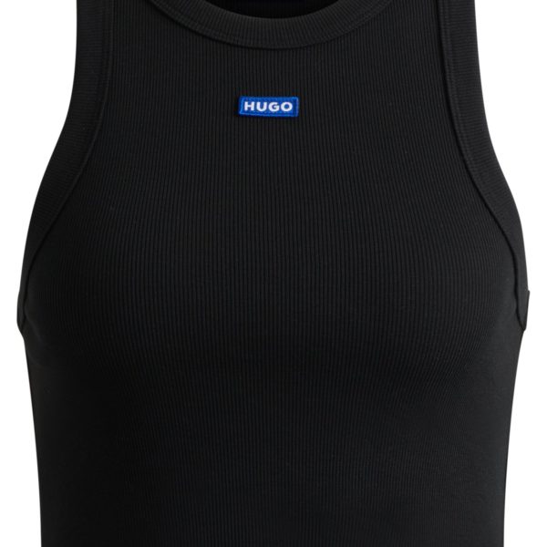 Débardeur en coton stretch côtelé avec badge logoté – Hugo Boss