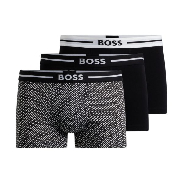 Lot de trois boxers courts en coton stretch avec taille logotée – Hugo Boss