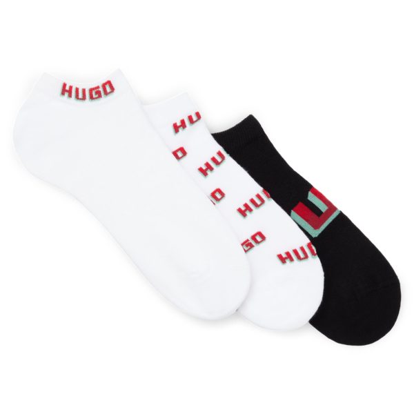 Lot de trois paires de chaussettes basses en coton mélangé à logos – Hugo Boss