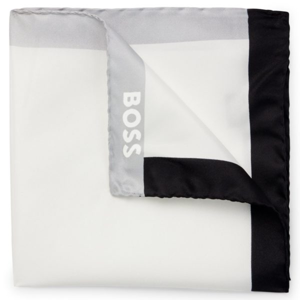 Pochette de costume en soie avec logo et bordure imprimée – Hugo Boss
