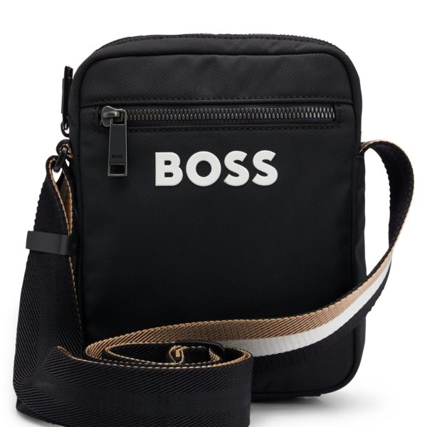 Sac porté croisé avec logo contrastant et bandoulière à rayures emblématiques – Hugo Boss