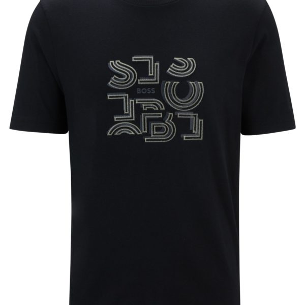 T-shirt Regular en jersey de coton à motif artistique typographique – Hugo Boss