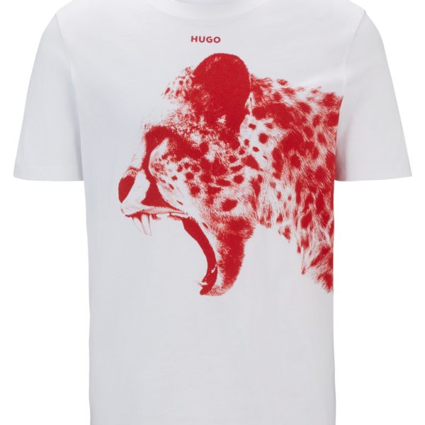 T-shirt Regular en jersey de coton avec motif animalier graphique – Hugo Boss