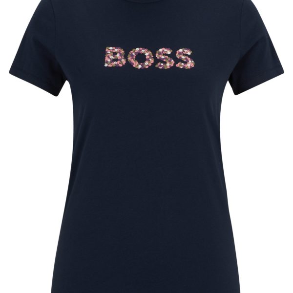 T-shirt à col rond en jersey de coton, avec logo artistique – Hugo Boss