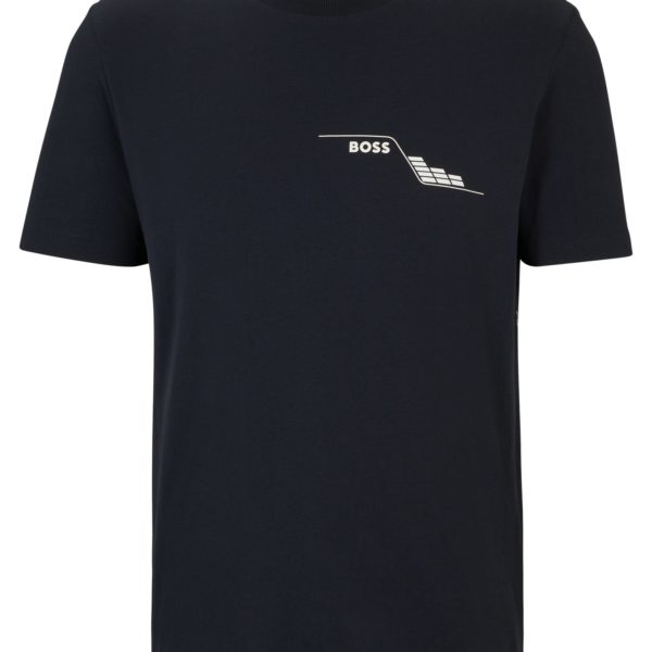 T-shirt à col rond en jersey de coton, avec motif artistique de la saison – Hugo Boss