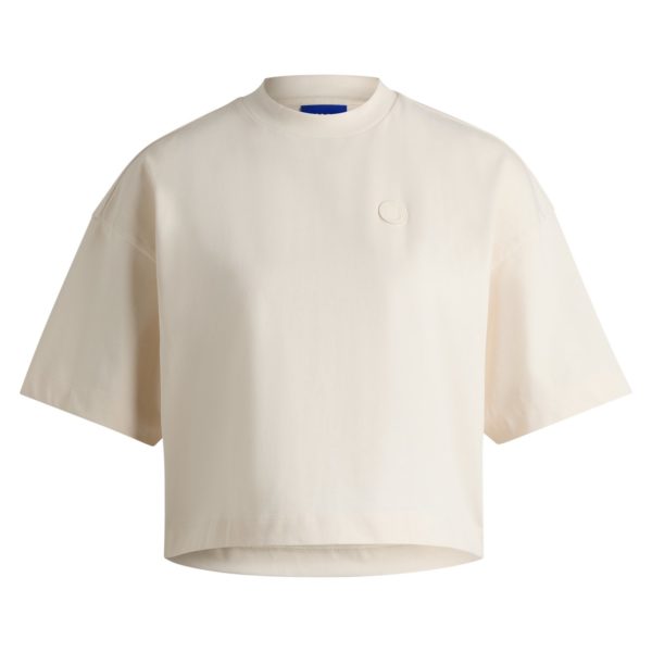 T-shirt court en jersey de coton avec badge logoté – Hugo Boss