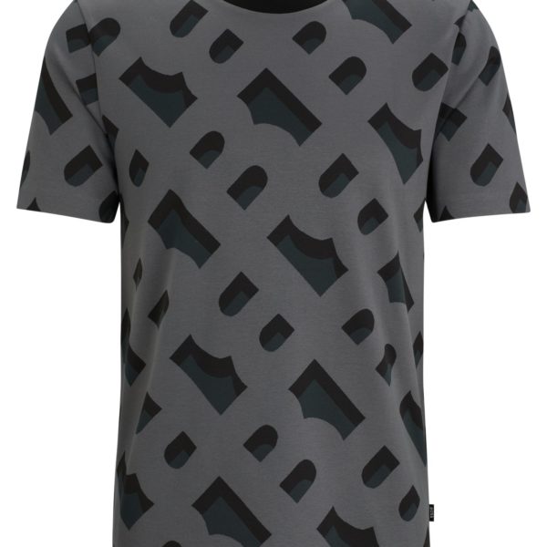 T-shirt en coton stretch mercerisé à monogramme jacquard – Hugo Boss