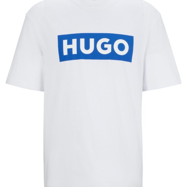T-shirt en jersey de coton avec logo bleu – Hugo Boss