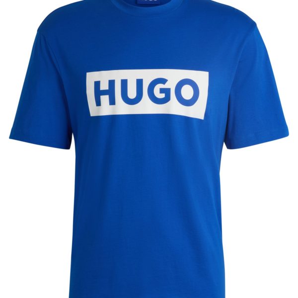 T-shirt en jersey de coton avec logo bleu – Hugo Boss